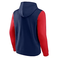 Sweat à capuche enfiler Fanatics bleu marine/rouge New England Patriots Outline pour homme