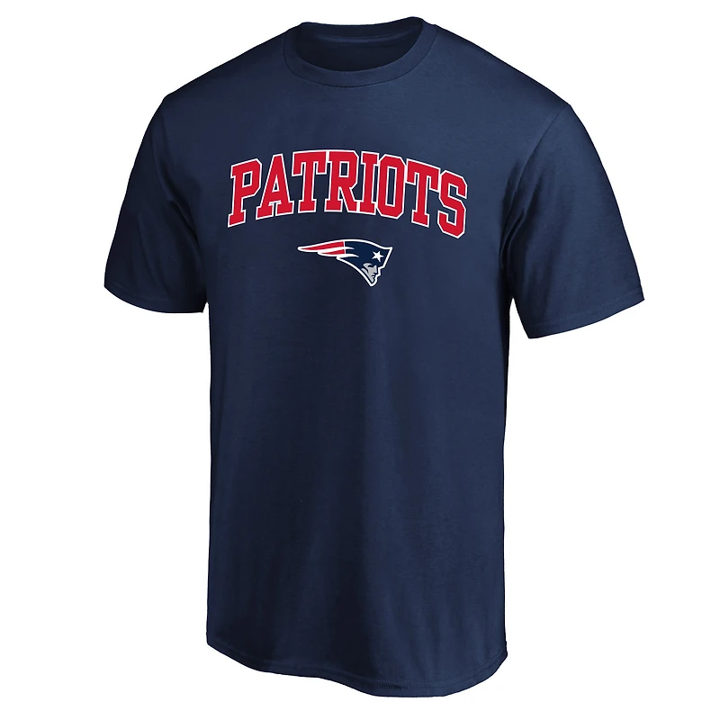 T-shirt Fanatics bleu marine pour homme, logo arche des New England Patriots, grandes tailles