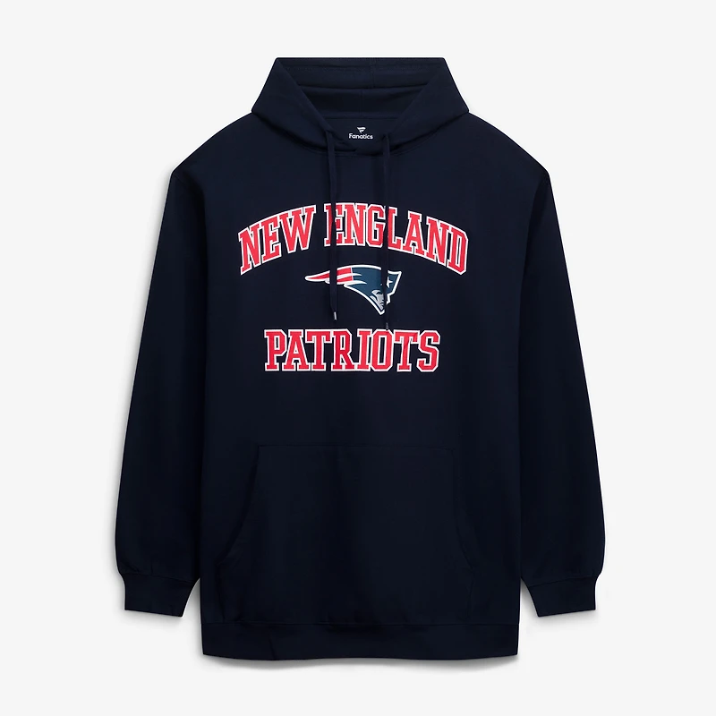 Sweat à capuche Fanatics bleu marine New England Patriots pour homme, grandes tailles, motif cœur et âme