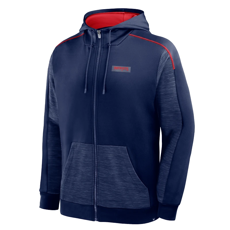 Sweat à capuche zippé bleu marine New England Patriots Checkdown Pass pour homme