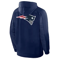 Sweat à capuche zippé bleu marine New England Patriots Checkdown Pass pour homme