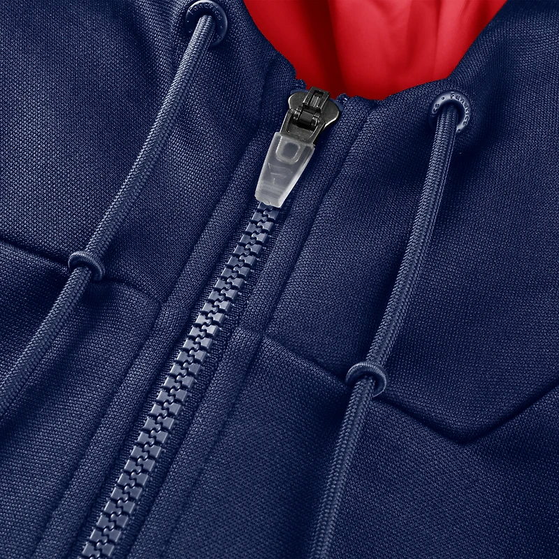 Sweat à capuche zippé bleu marine New England Patriots Checkdown Pass pour homme