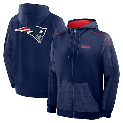 Sweat à capuche zippé bleu marine New England Patriots Checkdown Pass pour homme