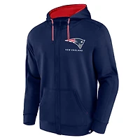 Sweat à capuche entièrement zippé Fanatics pour hommes, bleu marine, New England Patriots Defender Evo