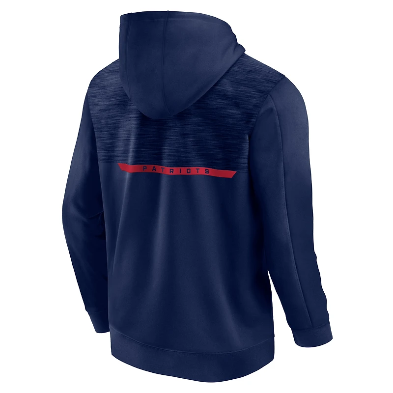 Sweat à capuche entièrement zippé Fanatics pour hommes, bleu marine, New England Patriots Defender Evo