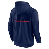 Sweat à capuche entièrement zippé Fanatics pour hommes, bleu marine, New England Patriots Defender Evo