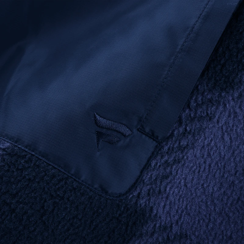 Sweat à capuche zippé quart de zip en polaire carreaux bleu marine New England Patriots pour homme