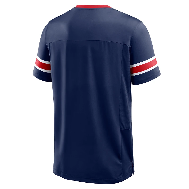 Men's Fanatics Navy New England Patriots Hometown Premium Hashmark V-Neck T-Shirt