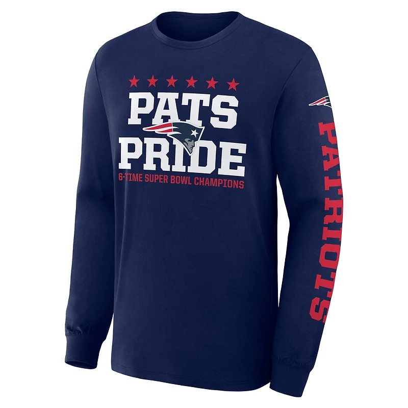 T-shirt à manches longues Fanatics bleu marine New England Patriots Hometown Sweep Legacy pour homme