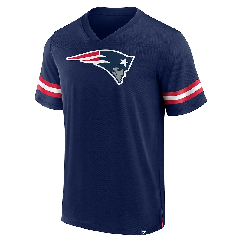 Men's Fanatics Navy New England Patriots Jersey Tackle V-Neck T-Shirt