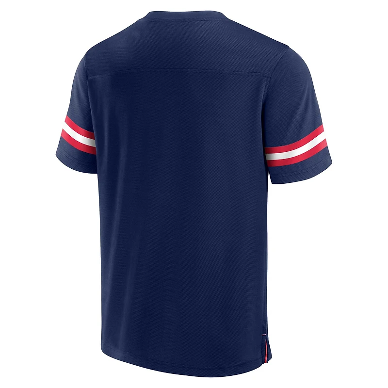Men's Fanatics Navy New England Patriots Jersey Tackle V-Neck T-Shirt