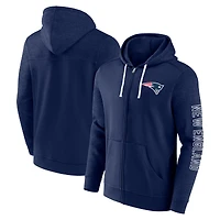 Sweat à capuche entièrement zippé pour hommes Fanatics Navy New England Patriots Offensive Lineup