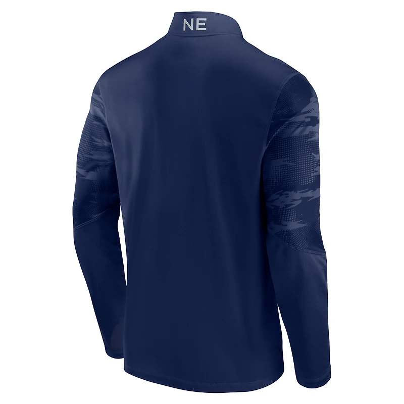 Men's Fanatics Navy New England Patriots Ringer Quarter-Zip Jacket