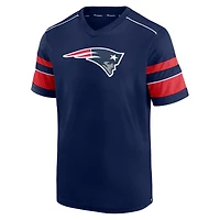 Men's Fanatics Navy New England Patriots Textured Hashmark V-Neck T-Shirt