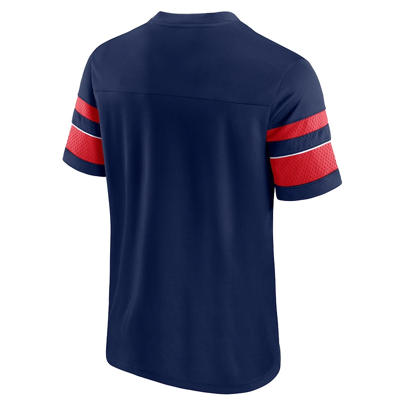 Men's Fanatics Navy New England Patriots Textured Hashmark V-Neck T-Shirt