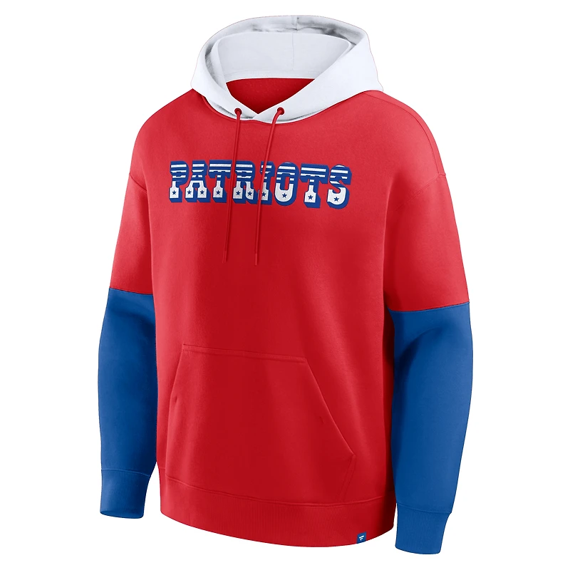 Men's Fanatics Red New England Patriots Helmet Retro Pullover Hoodie