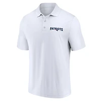 Ensemble de deux polos Fanatics blancs et bleu marine New England Patriots Lockup pour homme