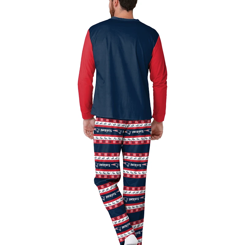 Ensemble de pyjama moche FOCO bleu marine pour homme avec logo des New England Patriots