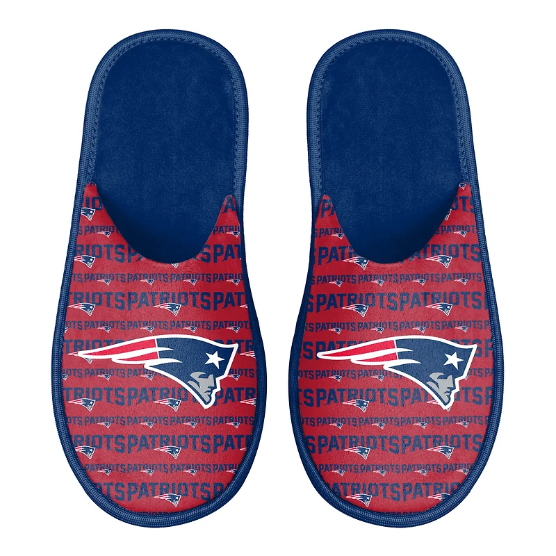 Pantoufles à glissière avec logo Scuff FOCO New England Patriots pour hommes