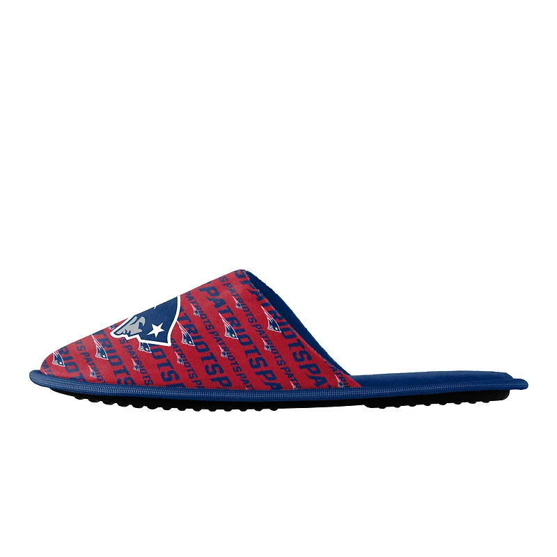 Pantoufles à glissière avec logo Scuff FOCO New England Patriots pour hommes