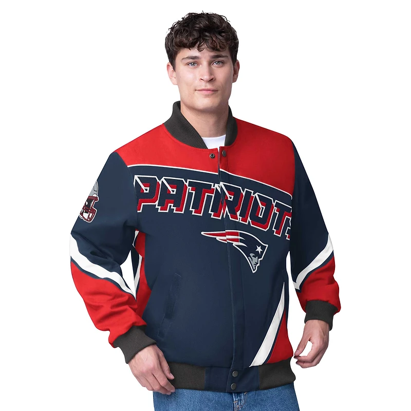 Men's G-III Extreme Navy New England Patriots Maximum Racing Full-Snap Jacket