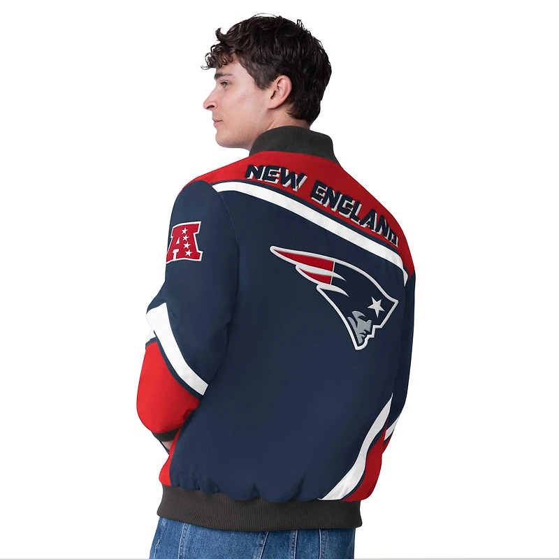 Men's G-III Extreme Navy New England Patriots Maximum Racing Full-Snap Jacket