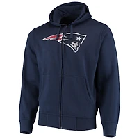 Sweat à capuche zippé avec logo principal des Patriots de la Nouvelle-Angleterre G-III Sports by Carl Banks pour homme, bleu marine