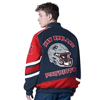 Men's G-III Sports by Carl Banks Navy New England Patriots Prime Time Full-Zip Racing Jacket