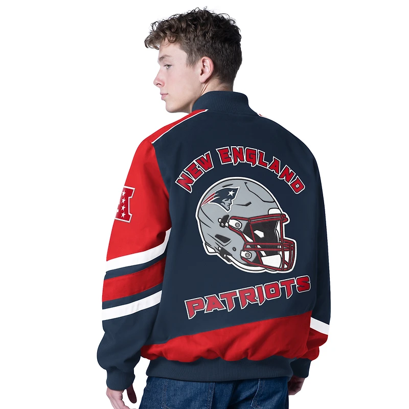 Veste de course zippée intégrale G-III Sports by Carl Banks bleu marine New England Patriots Prime Time pour homme