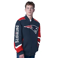 Veste de course zippée intégrale G-III Sports by Carl Banks bleu marine New England Patriots Prime Time pour homme