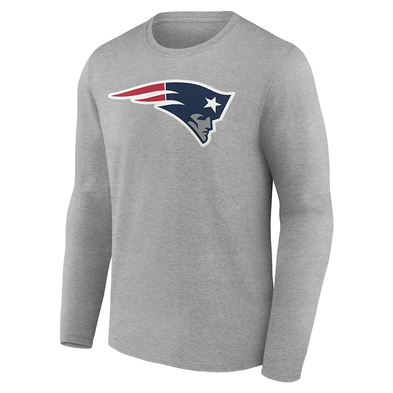 Men's Gray New England Patriots Team Authentic Personalized Name & Number Long Sleeve T-Shirt