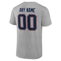 Men's Gray New England Patriots Team Authentic Personalized Name & Number T-Shirt