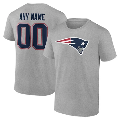 Men's Gray New England Patriots Team Authentic Personalized Name & Number T-Shirt