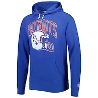 Homage Royal New England Patriots Retro Helmet Tri-Blend Raglan Sweat à capuche pour homme