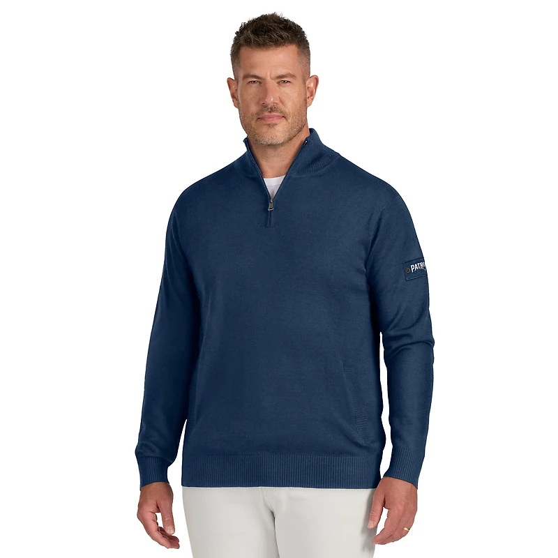 Pull zippé à quart de tour New England Patriots bleu marine J. Palmer pour homme