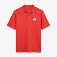 Polo johnnie-O rouge pour homme, style rétro New England Patriots, délavé côtier