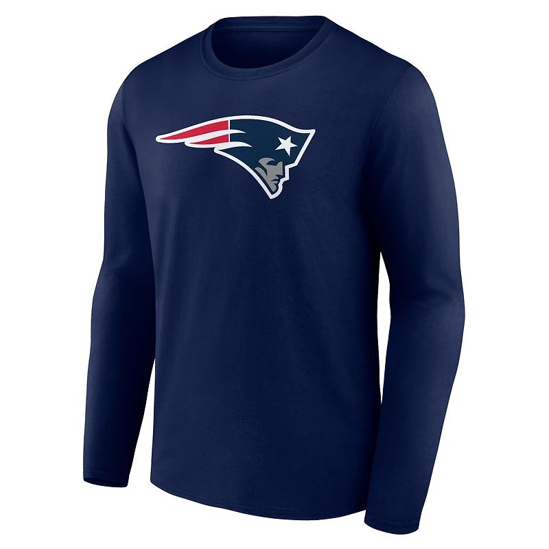 Men's Logo Athletic Navy New England Patriots Primary Long Sleeve T-Shirt