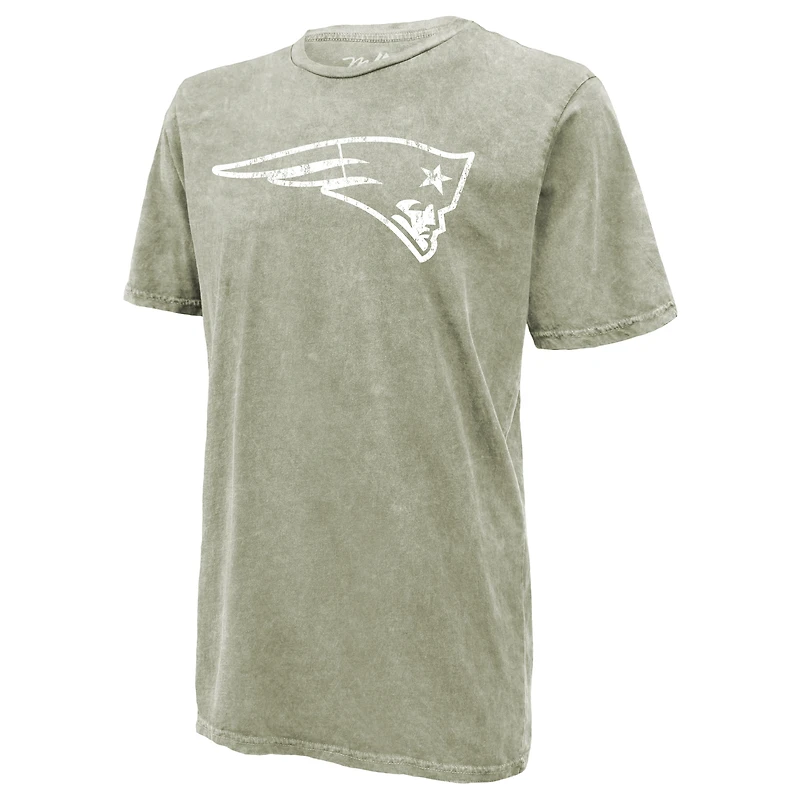 Men's Majestic Threads Drake Maye Moss Green New England Patriots Mineral Wash Name & Number T-Shirt