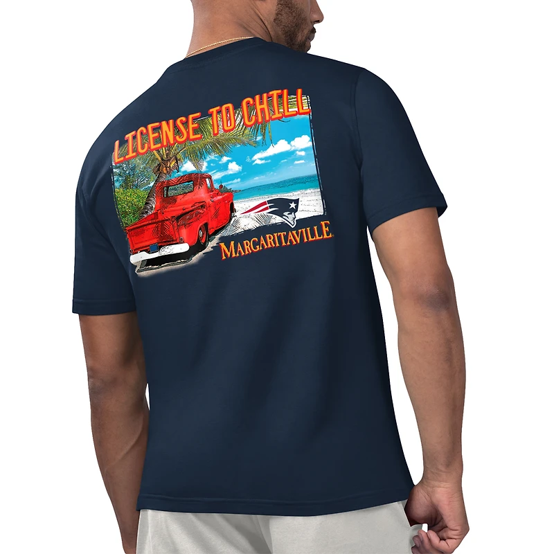 T-shirt Margaritaville Navy New England Patriots License to Chill pour hommes