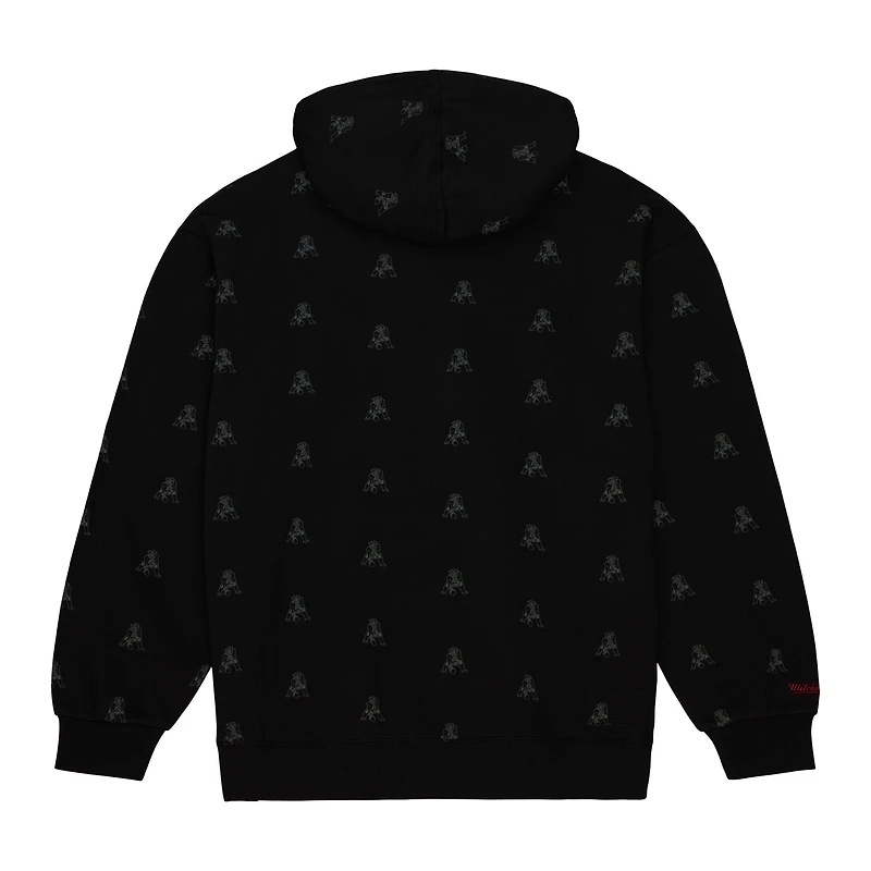 Sweat à capuche noir en polaire imprimé intégral des New England Patriots Mitchell & Ness pour hommes