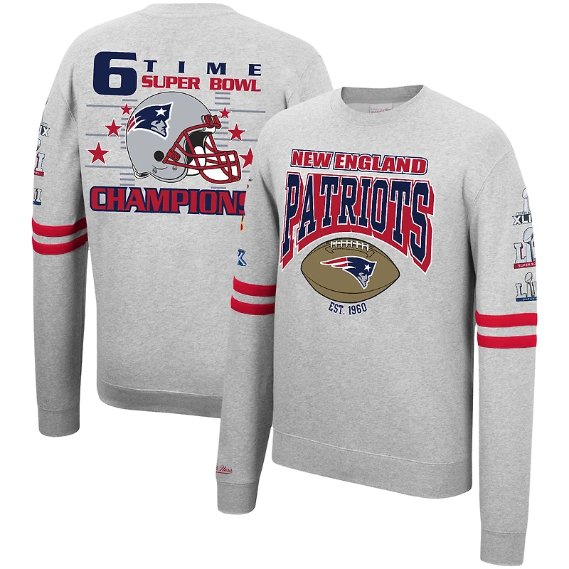 Pull molletonné gris chiné New England Patriots pour homme Mitchell & Ness