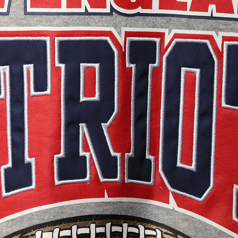 Pull molletonné gris chiné New England Patriots pour homme Mitchell & Ness