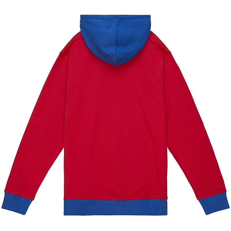 Men's Mitchell & Ness Red/Navy New England Patriots Big Tall Face Pullover Hoodie