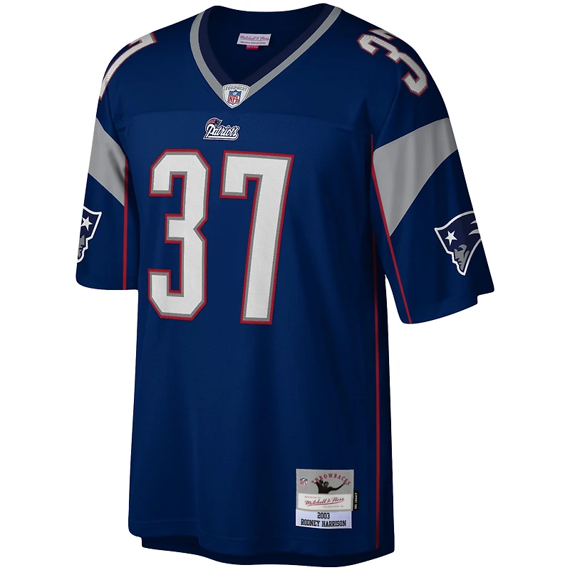 Maillot réplique Mitchell & Ness Rodney Harrison bleu marine des New England Patriots pour homme
