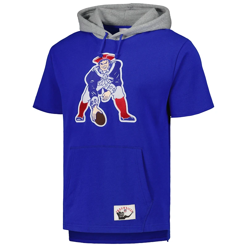 Chandail à capuchon d'après-match des Patriots de la Nouvelle-Angleterre Royal Mitchell & Ness pour homme