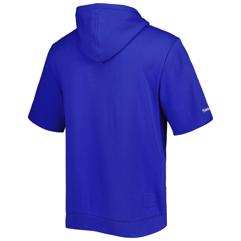 Men's Mitchell & Ness Royal New England Patriots Washed Short Sleeve Pullover Hoodie