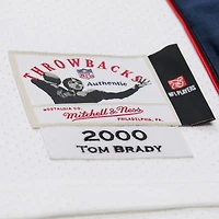 Maillot réplique Mitchell & Ness Tom Brady blanc New England Patriots 2000 Grandes Tailles pour Hommes