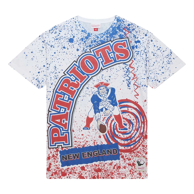 Men's Mitchell & Ness White New England Patriots Team Burst Sublimated T-Shirt
