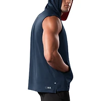 Sweat à capuche sans manches MSX by Michael Strahan pour hommes, bleu marine, New England Patriots Marathon