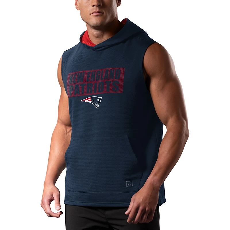 Sweat à capuche sans manches MSX by Michael Strahan pour hommes, bleu marine, New England Patriots Marathon
